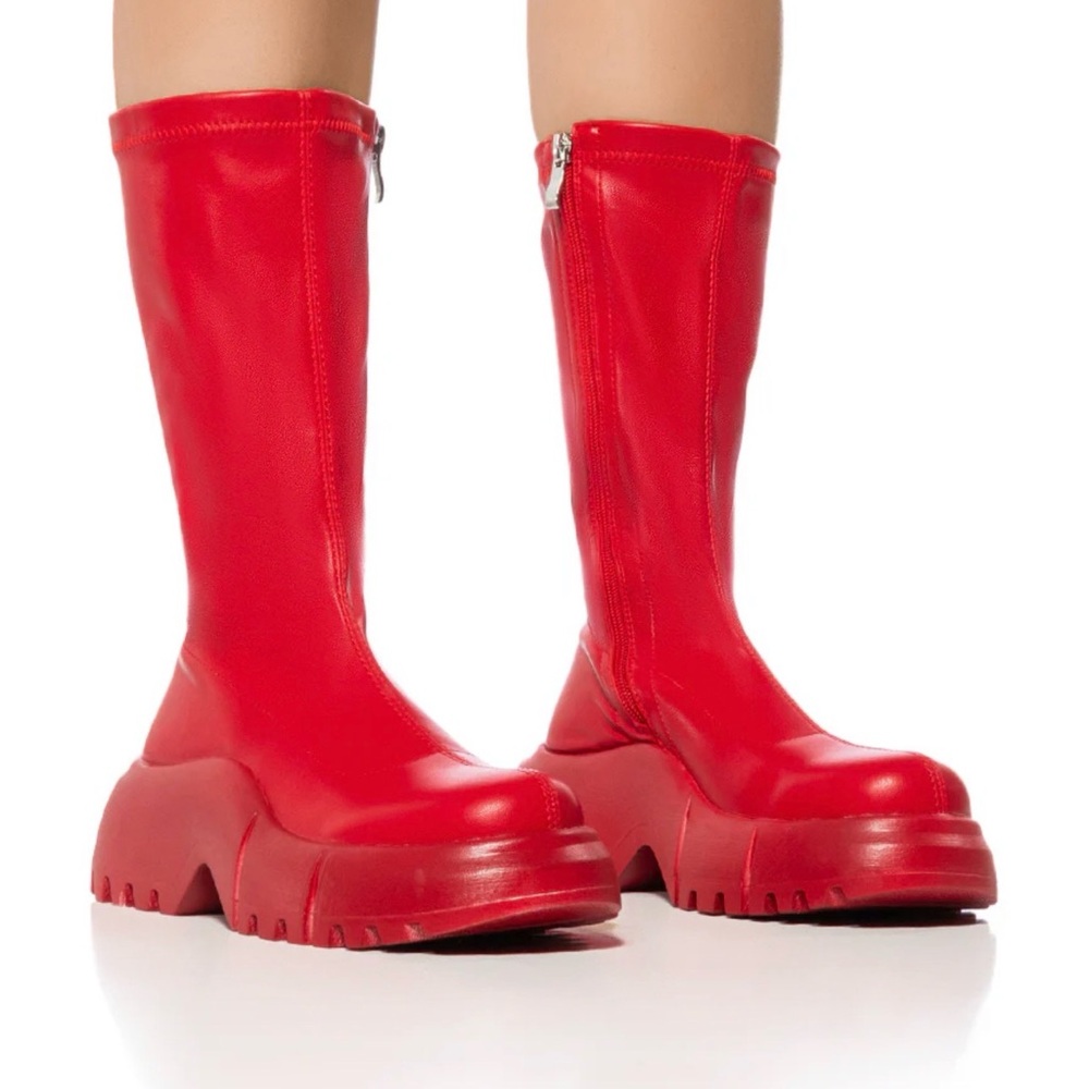 AZALEA WANG SWEETBAY RED FUTURISTIC BOOT - 10